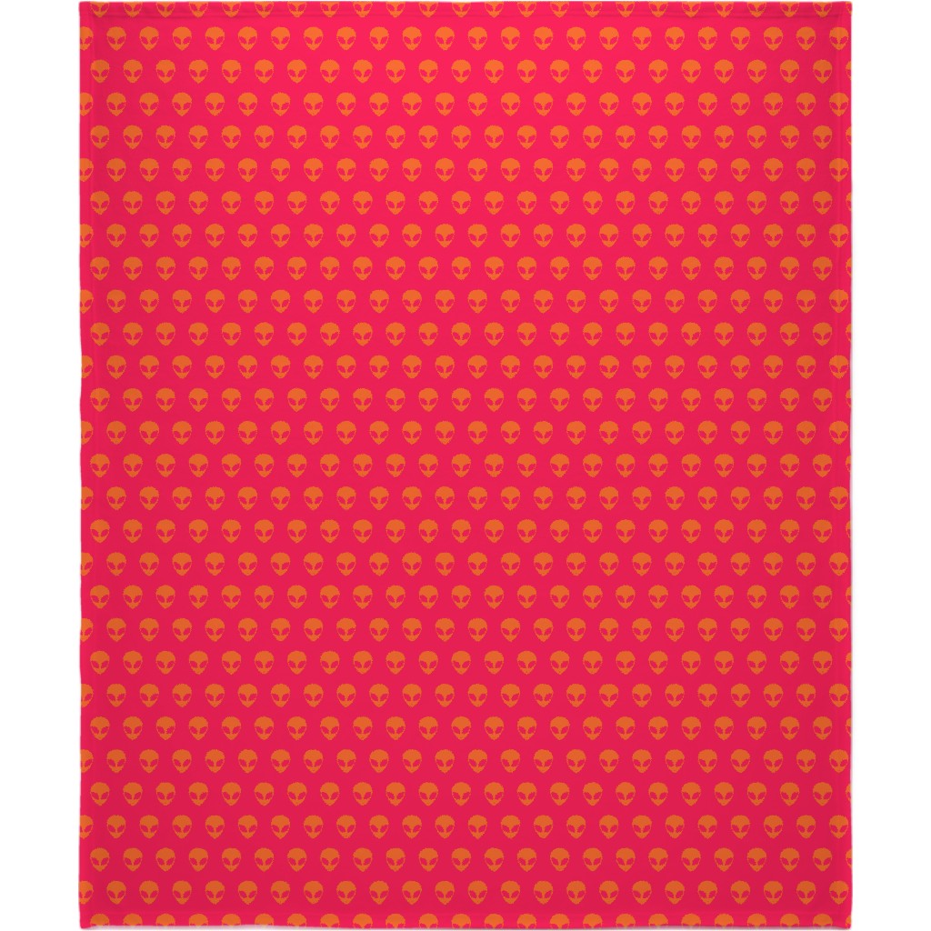 Retro Alien Heads Blanket, Fleece, 50x60, Pink