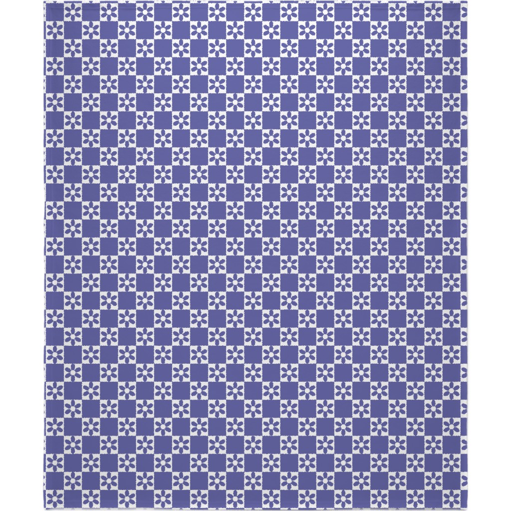 Daisy Checkerboard Blanket, Fleece, 50x60, Purple