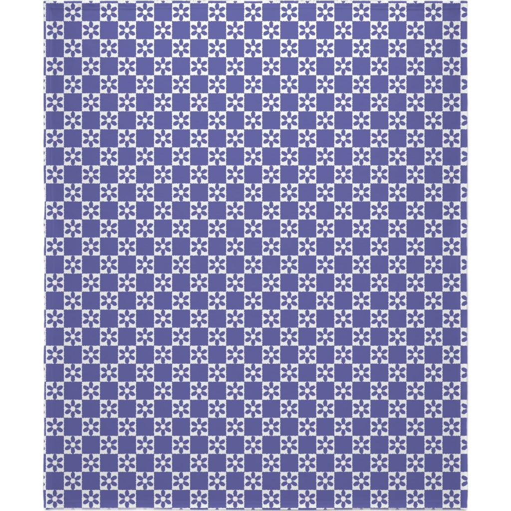 Daisy Checkerboard Blanket, Fleece, 50x60, Purple, Viola