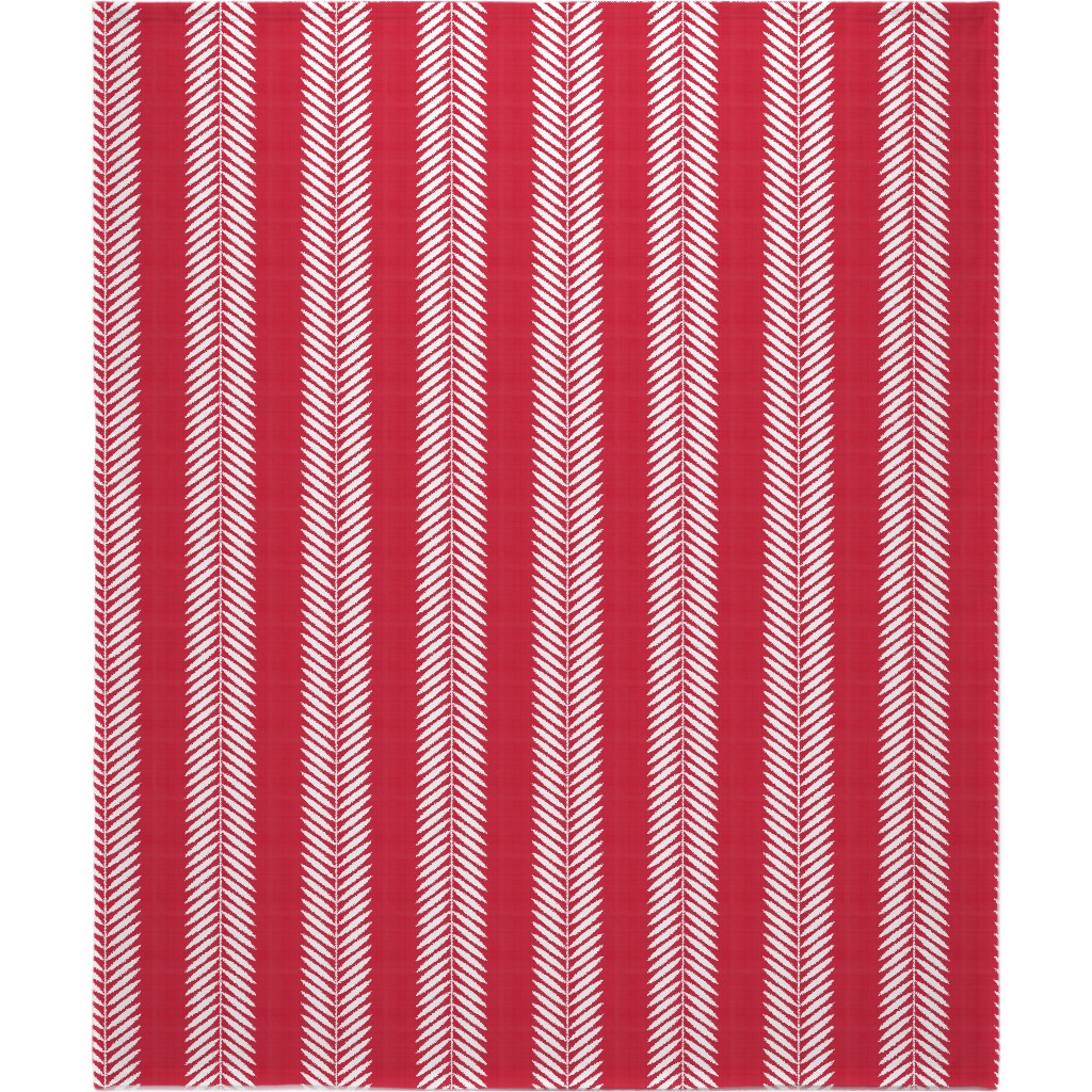 Laurel Leaf Stripe Blanket, Fleece, 50x60, Red, Apple
