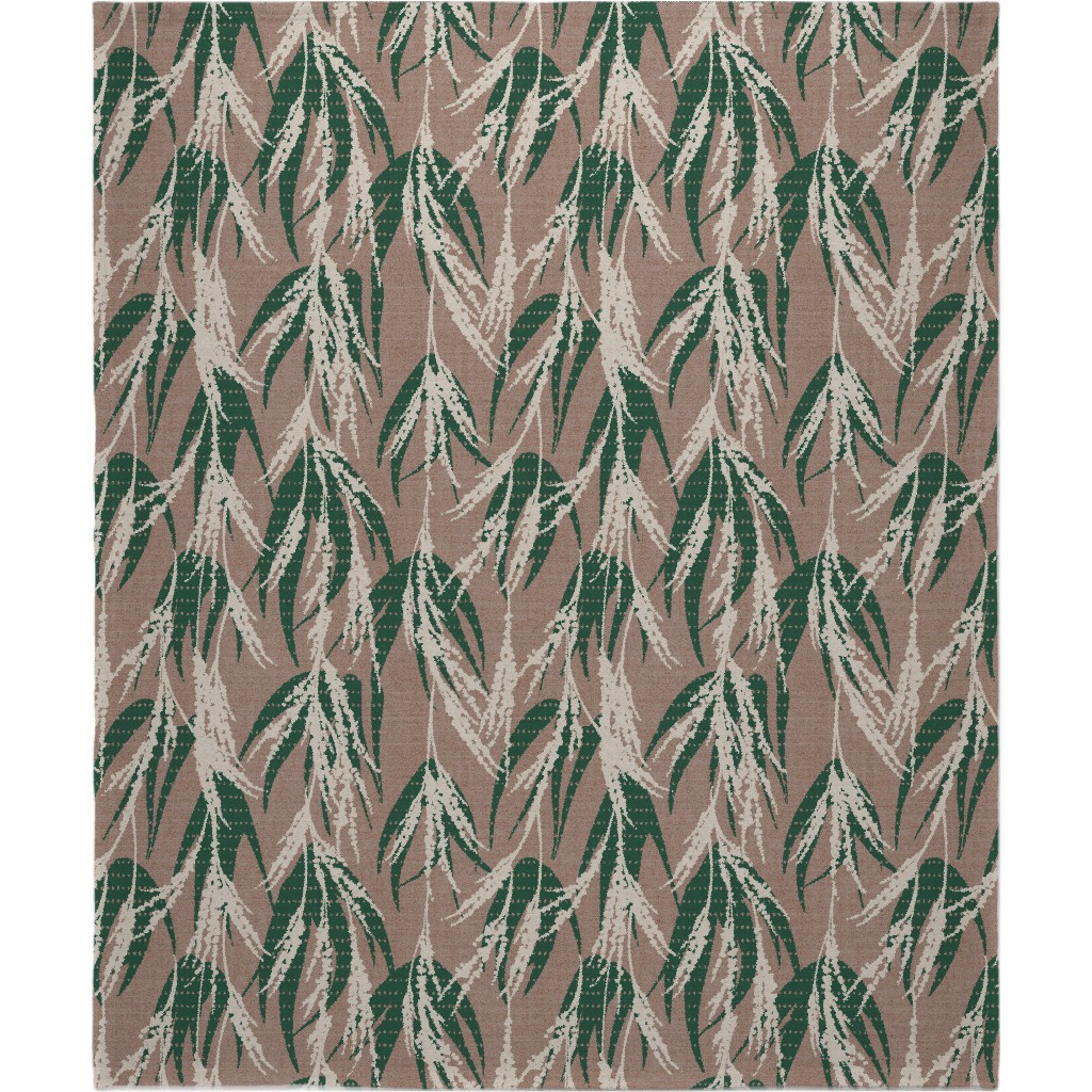 Vintage Palm Blanket, Fleece, 50x60, Beige, Warm Gray