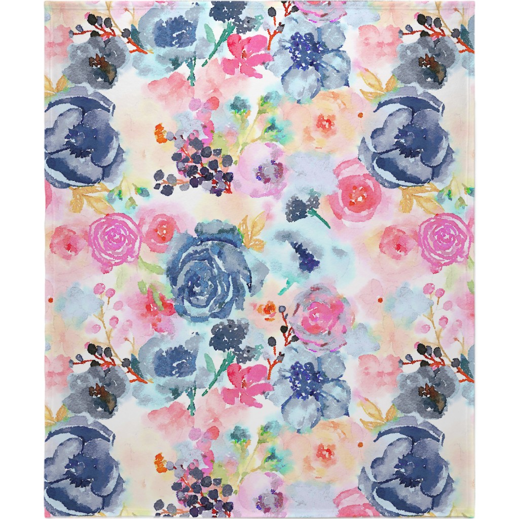 Spring Dreams - Watercolor Floral - Multi Blanket, Fleece, 50x60, Multicolor