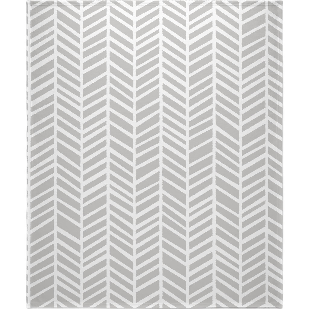 Herringbone Tender Shoots Blanket, Fleece, 50x60, Gray