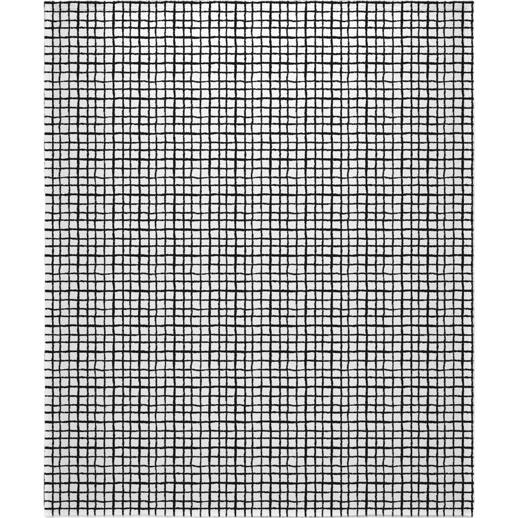 Simple Grid - Classic - Black and White Blanket, Fleece, 50x60, Black