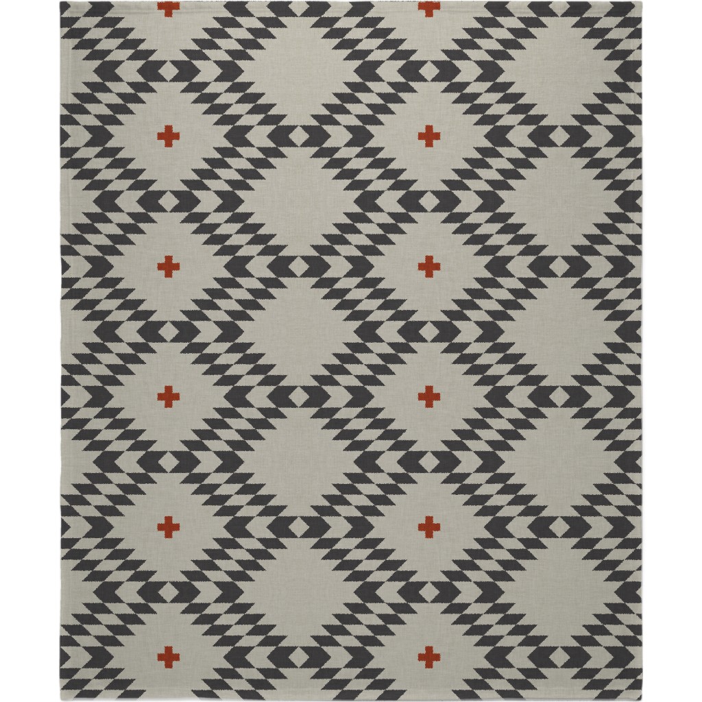 Native Natural - Neutral With Orange Blanket, Fleece, 50x60, Gray, Gray