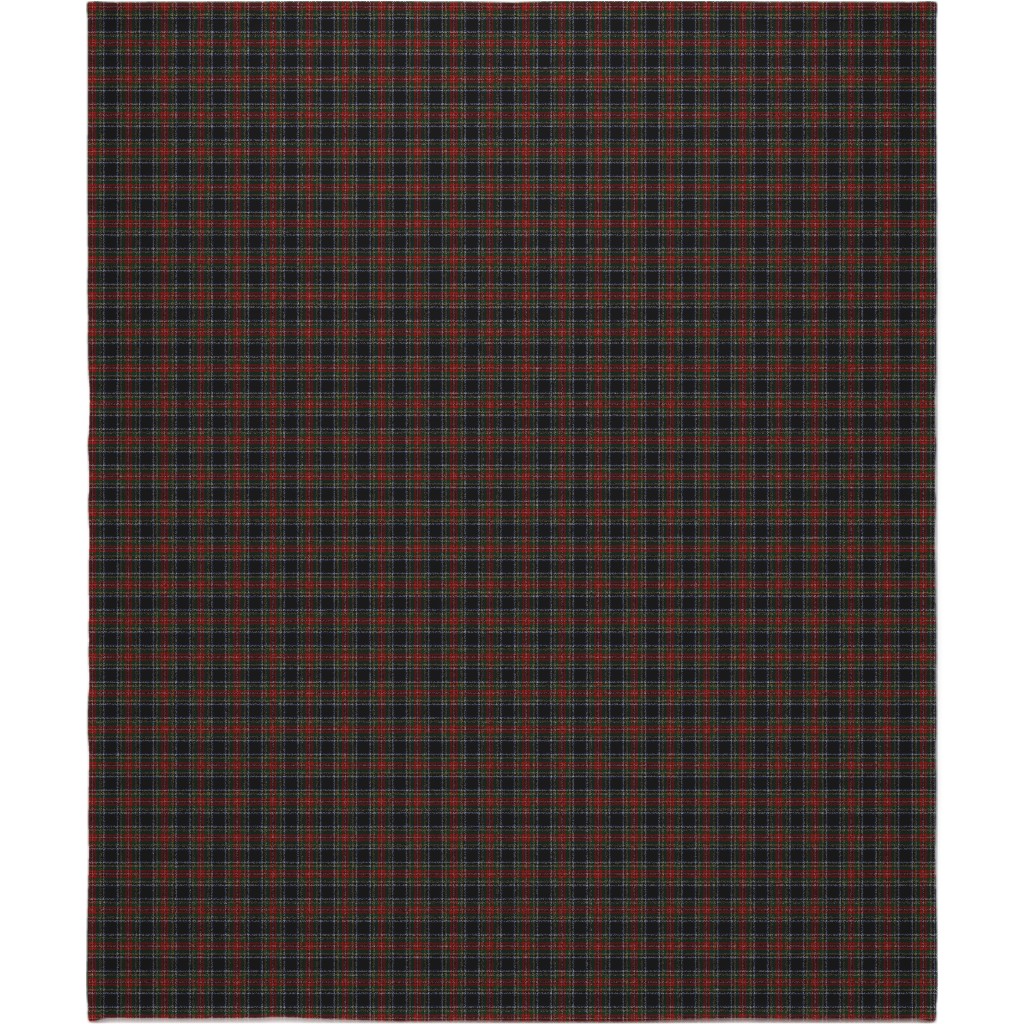 Black Stewart Tartan - Red Blanket, Fleece, 50x60, Black, Black