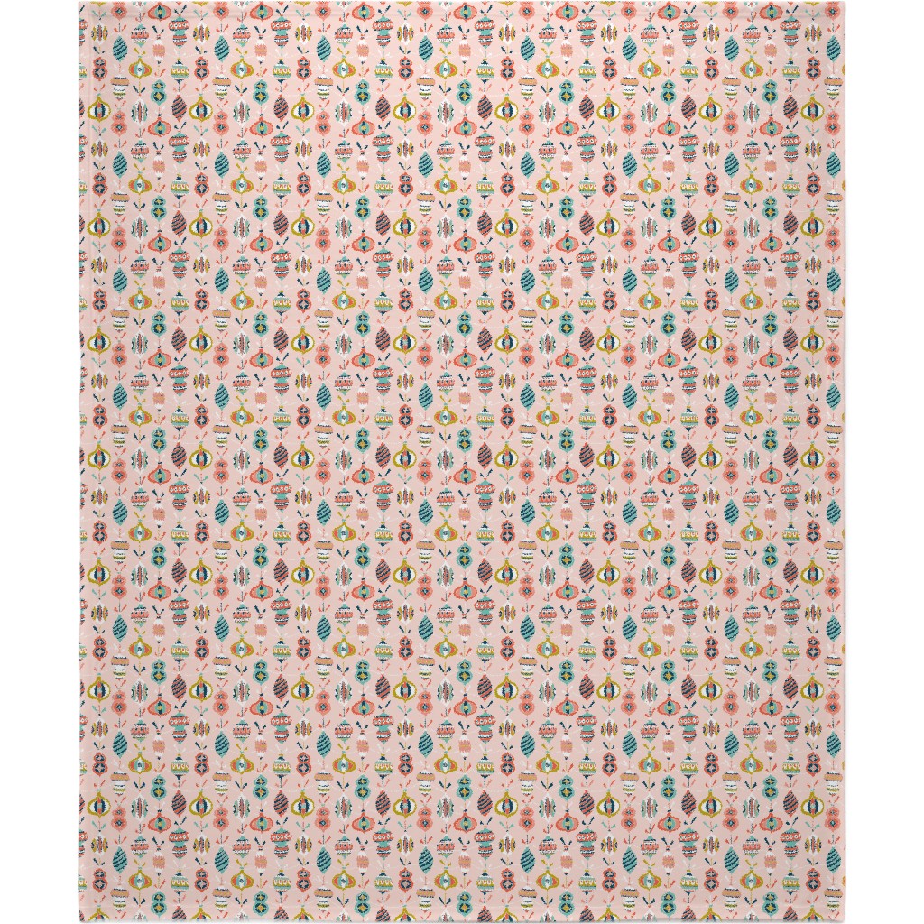 Decorated Christmas Ornaments - Pink Blanket, Fleece, 50x60, Multicolor