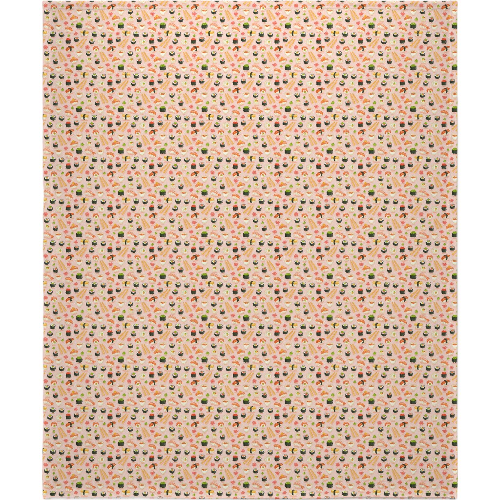 Sushi and Rolls - Pink Blanket, Fleece, 50x60, Pink, Bright Pink