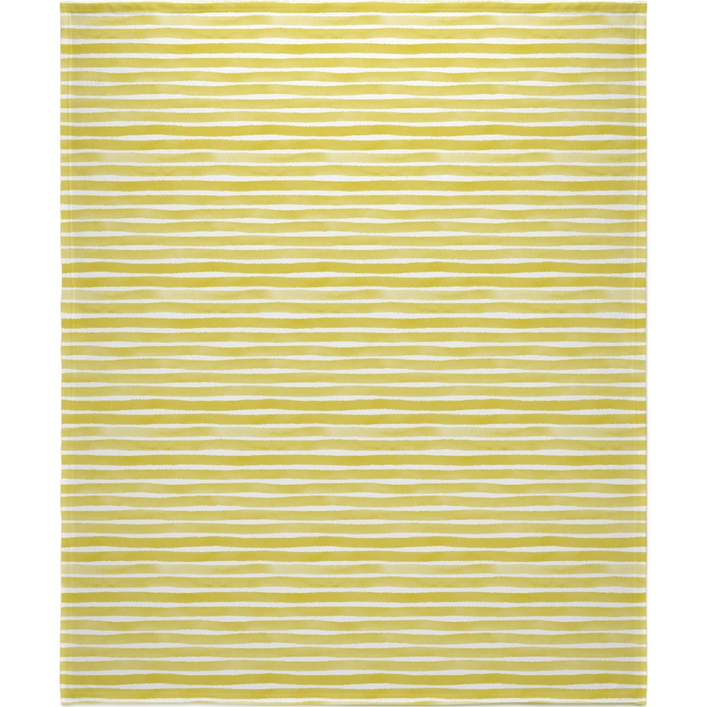 Imperfect Watercolor Stripes Blanket, Fleece, 50x60, Yellow