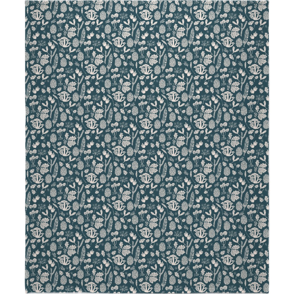 Nature Walk in Autumn - Blue and Cream Blanket, Fleece, 50x60, Blue