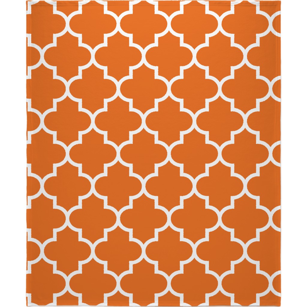 Quatrefoil - Orange Blanket, Fleece, 50x60, Orange