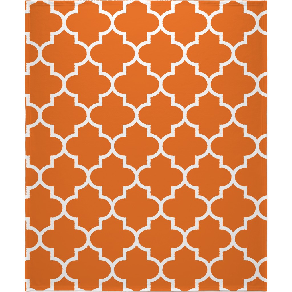 Quatrefoil - Orange Blanket, Fleece, 50x60, Orange, Orange