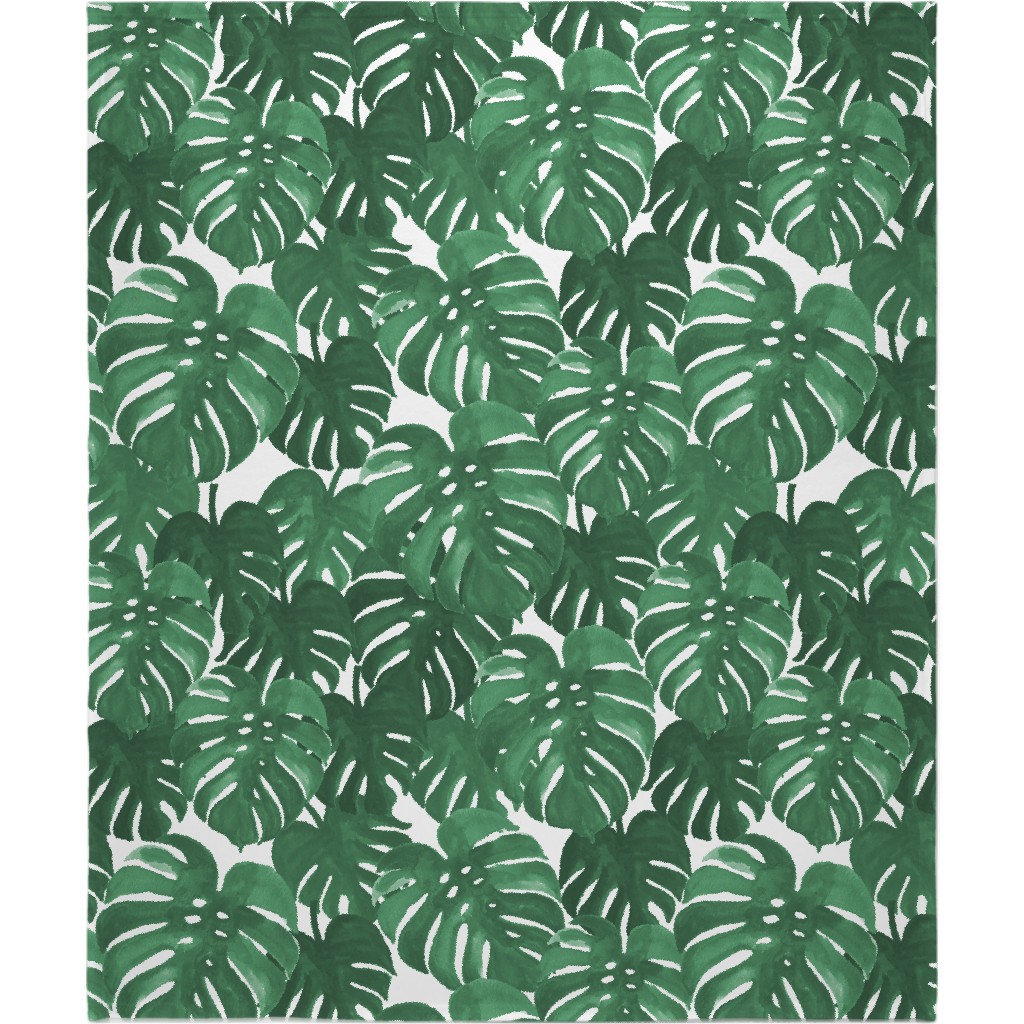 Tropical Palms - Green Blanket, Fleece, 50x60, Green, Classic Green