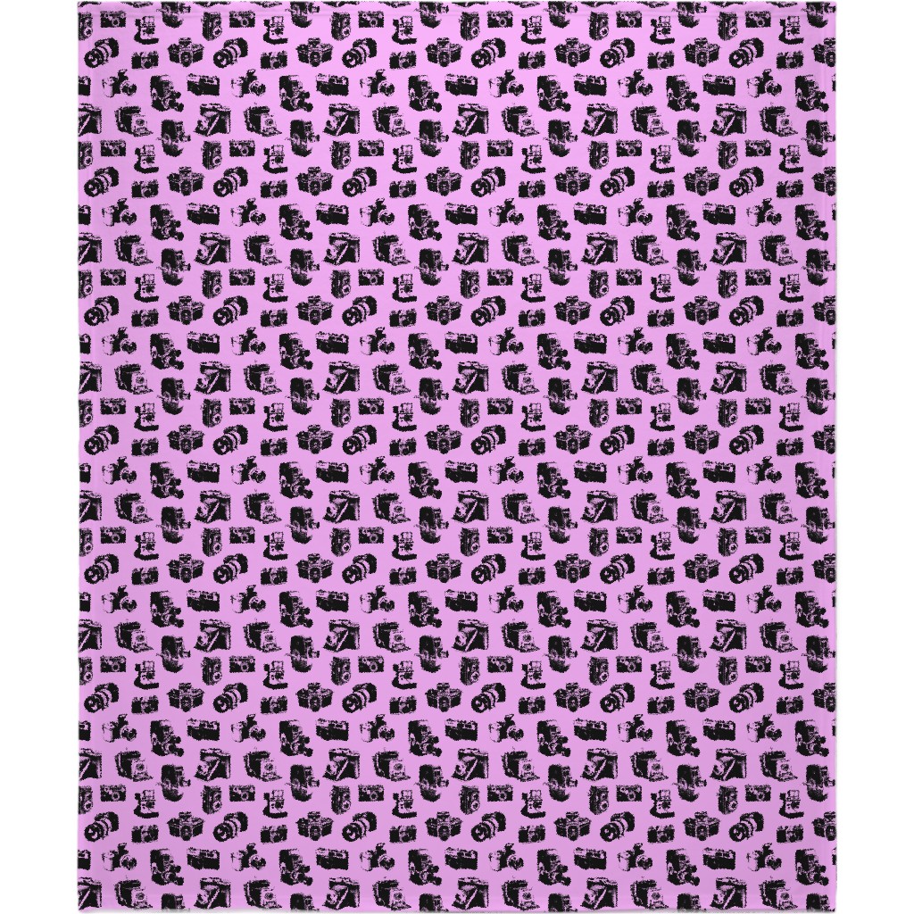 Retro Cameras Blanket, Fleece, 50x60, Pink, Pink Lady