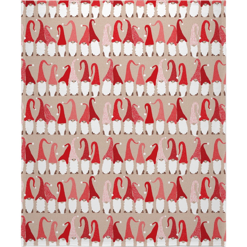 Gnome Friends - Red Blanket, Fleece, 50x60, Red, Red