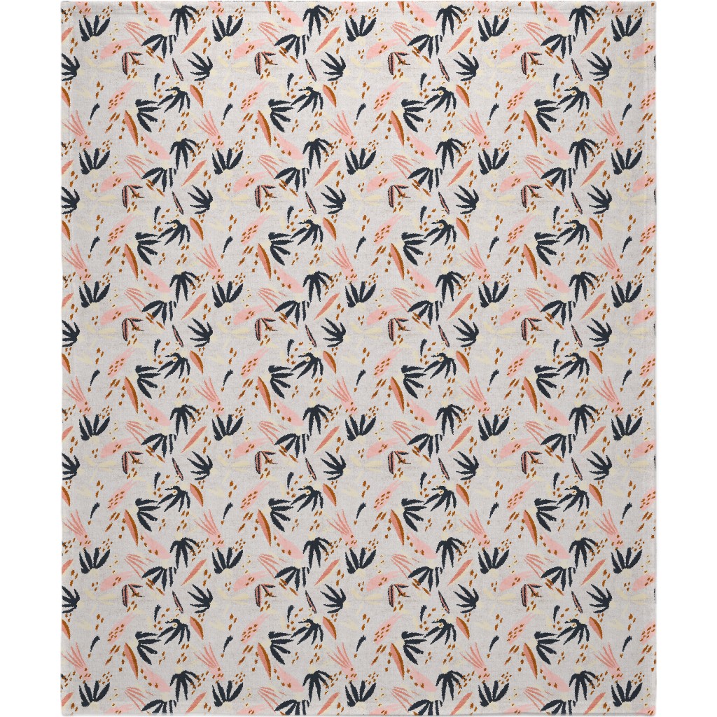 French Linen Floral - Pink Blanket, Fleece, 50x60, Pink, Bright Pink