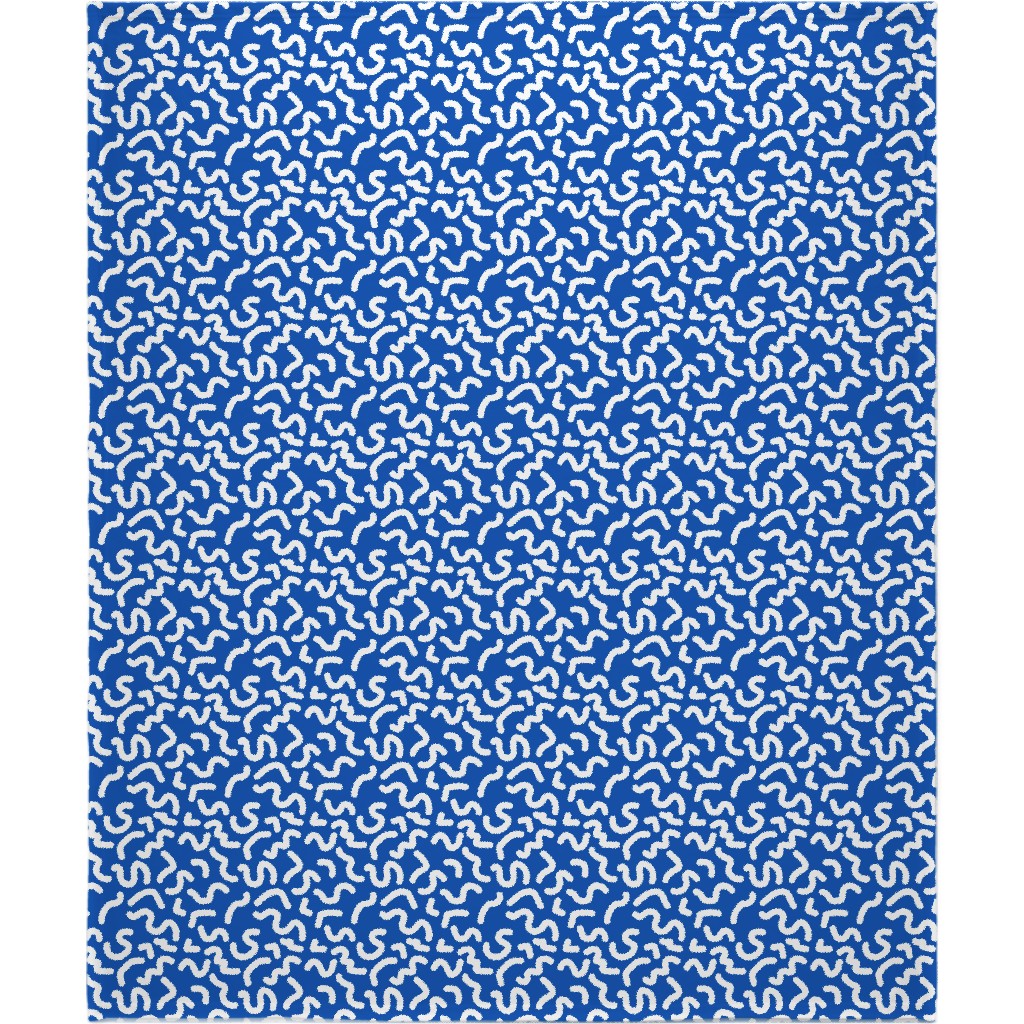 Dark Squiggles - Blue Blanket, Fleece, 50x60, Blue