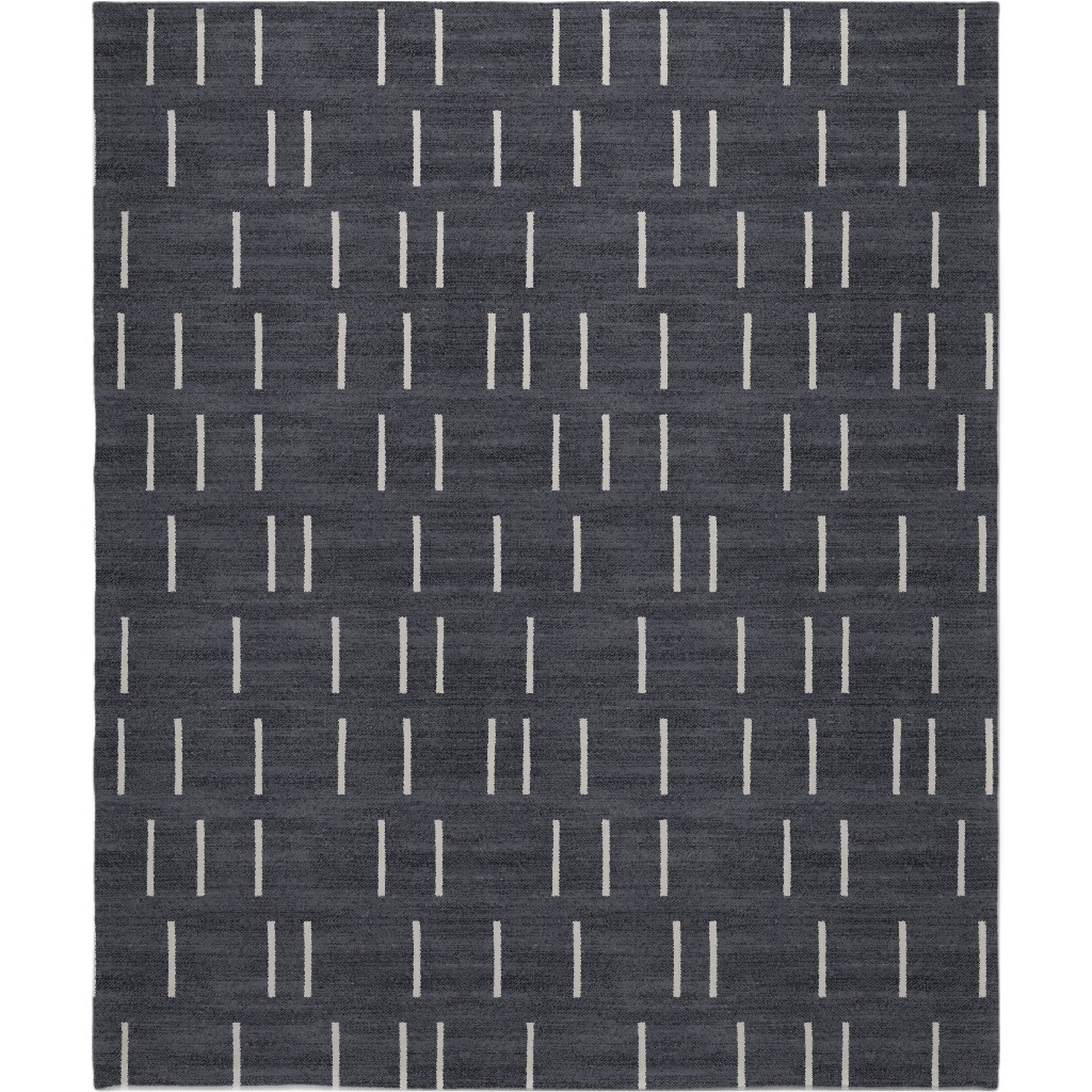 Line Mudcloth - Denim Blanket, Fleece, 50x60, Gray