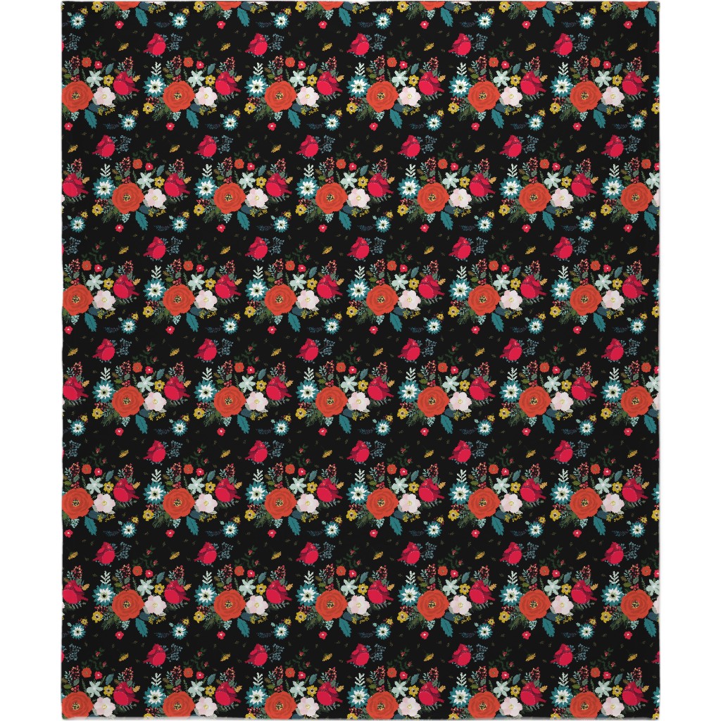 Winter Fields - Black Blanket, Fleece, 50x60, Multicolor