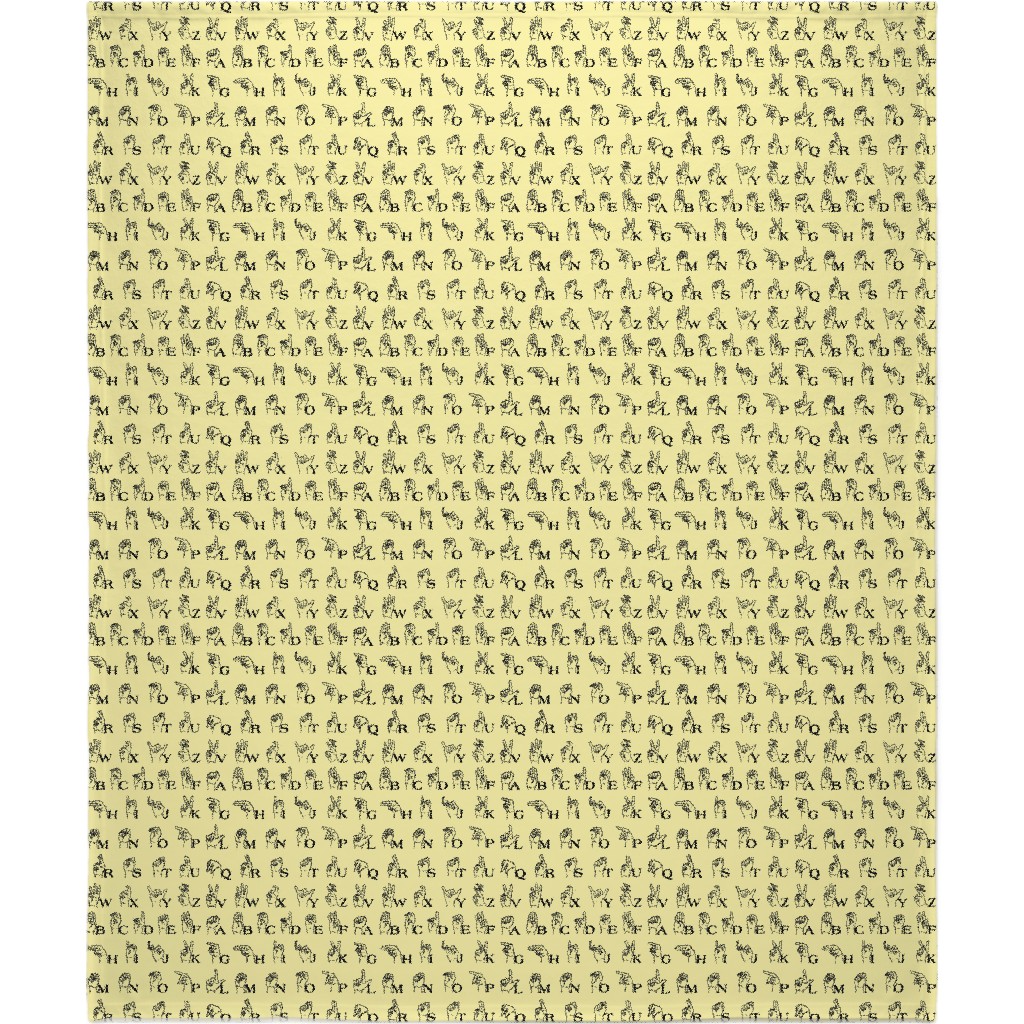 Sign Language Alphabet Blanket, Fleece, 50x60, Yellow