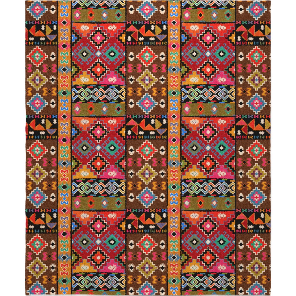 Kilim - Brown Blanket, Fleece, 50x60, Multicolor