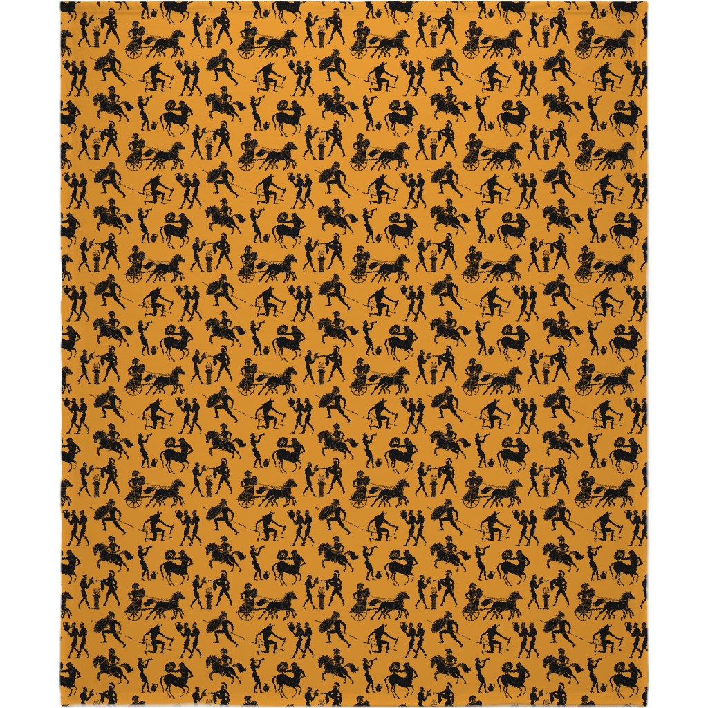 Greek Figures Blanket, Fleece, 50x60, Orange, Satsuma