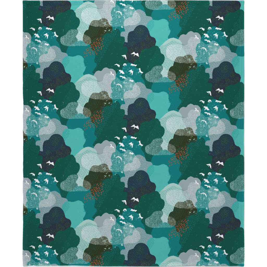 Forest Bird's Eye View - Green Blanket, Fleece, 50x60, Green