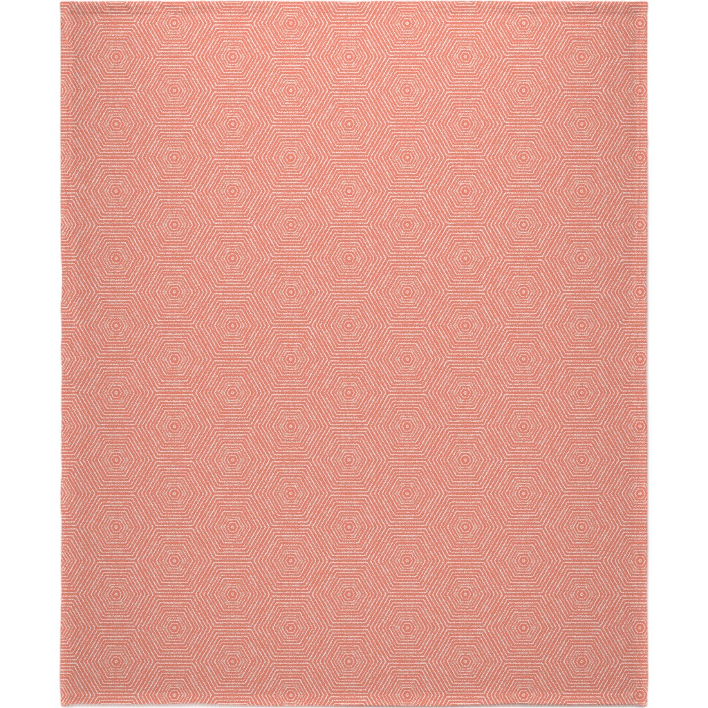 Concentric Hexagons Blanket, Fleece, 50x60, Orange, Dusk Pink