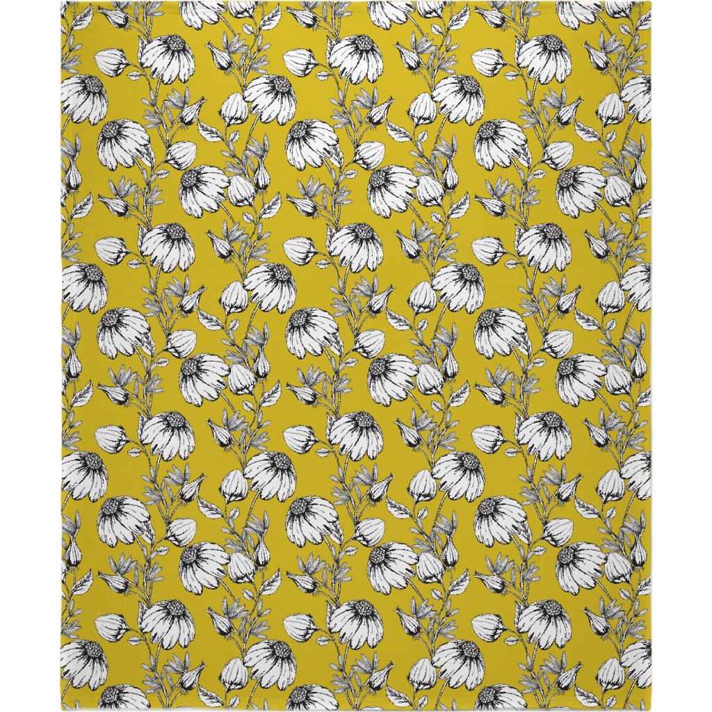 Bloom Floral - Yellow Blanket, Fleece, 50x60, Yellow, Classic Yellow