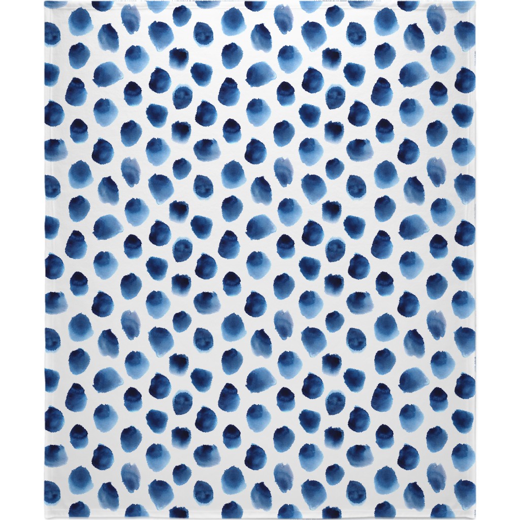 Freshness Watercolor Polka Dot - Blue Blanket, Fleece, 50x60, Blue, True Blue