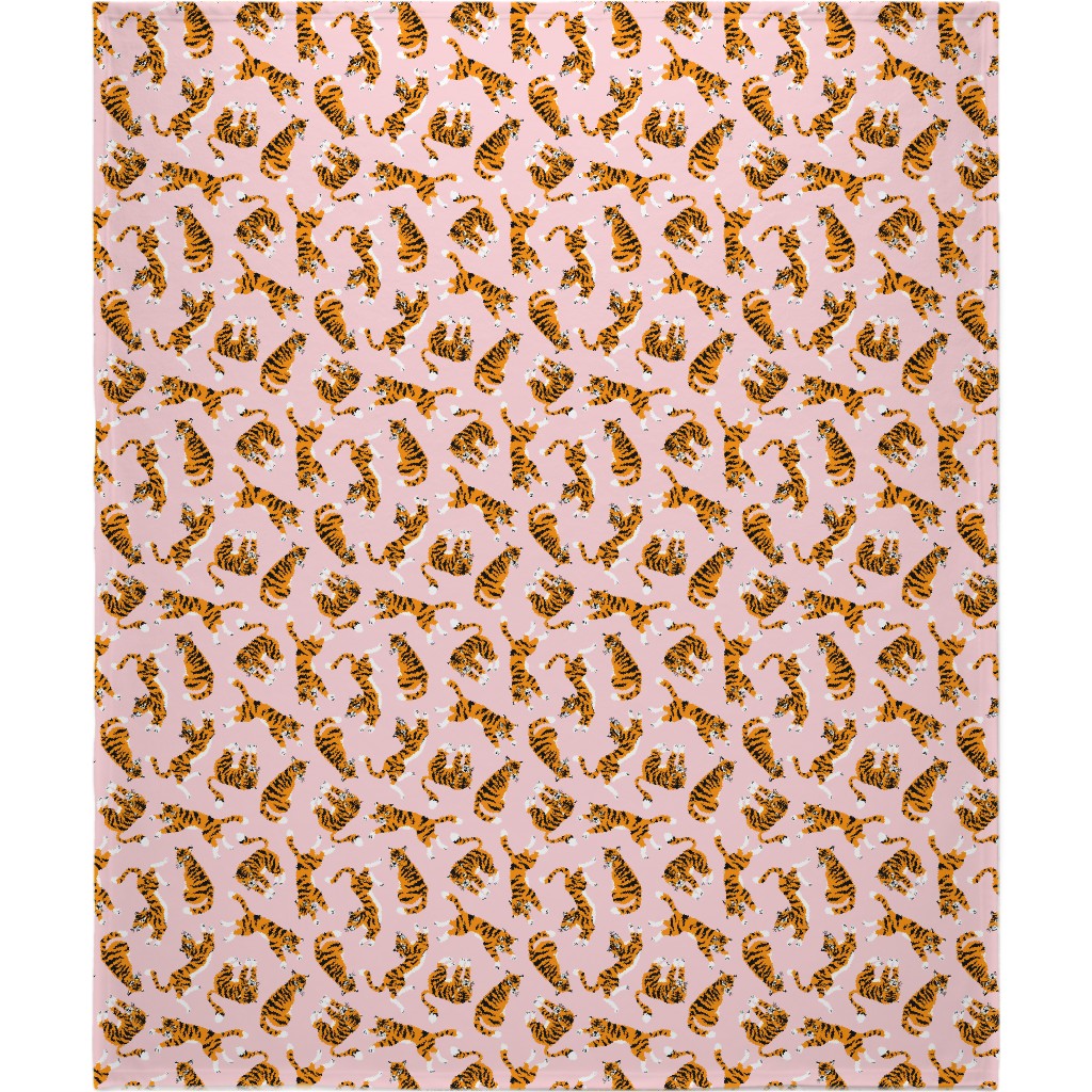 Tigers - Pink Blanket, Fleece, 50x60, Pink