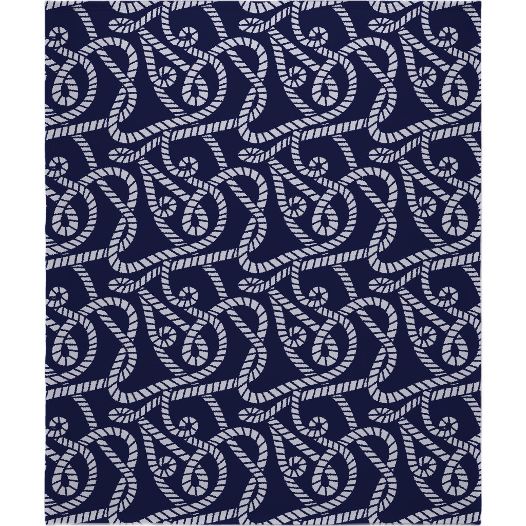 Nautical Rope on Navy Blanket, Fleece, 50x60, Blue, True Blue