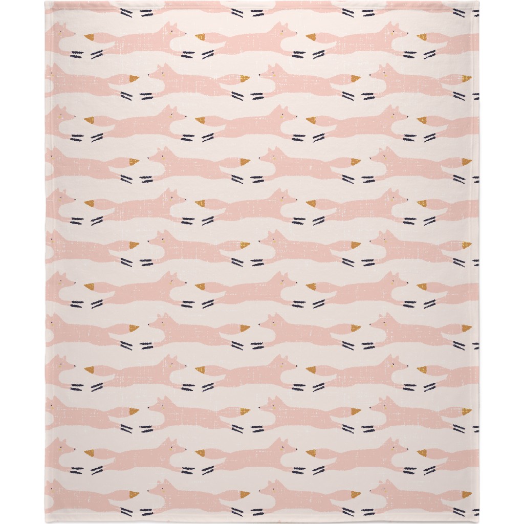 Leaping Fox - Pink Blanket, Fleece, 50x60, Pink