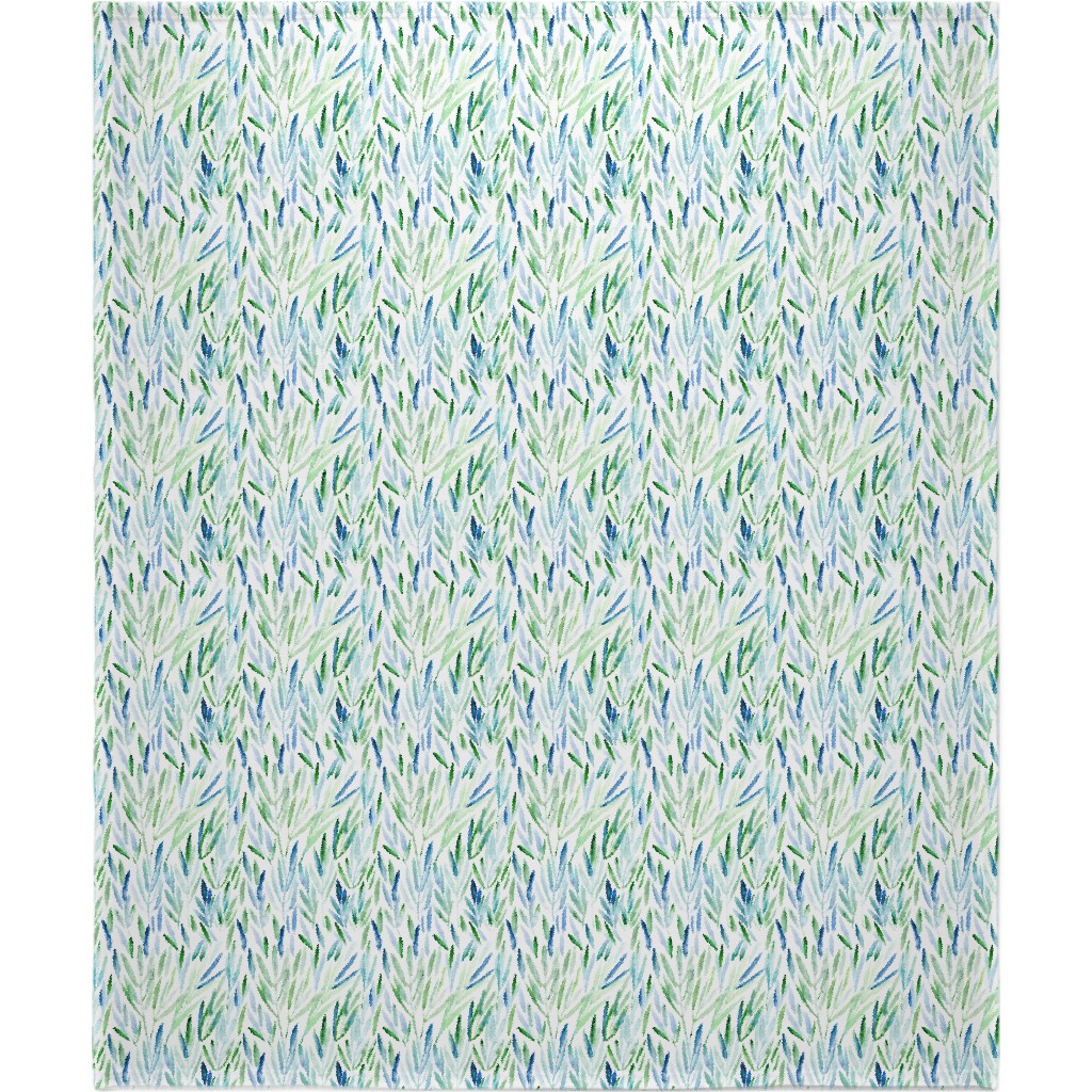 Watercolor Eucalyptus Leaves - Blue and Green Blanket, Fleece, 50x60, Green, Classic Green