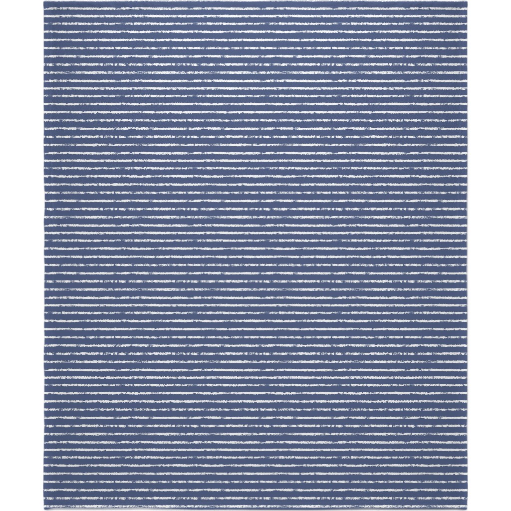 Distressed Dusty Blue and White Stripes Blanket, Fleece, 50x60, Blue