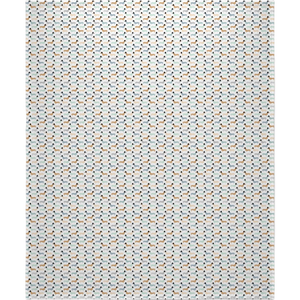 Retro Dachshund Dogs Blanket, Fleece, 50x60, Blue, Stream