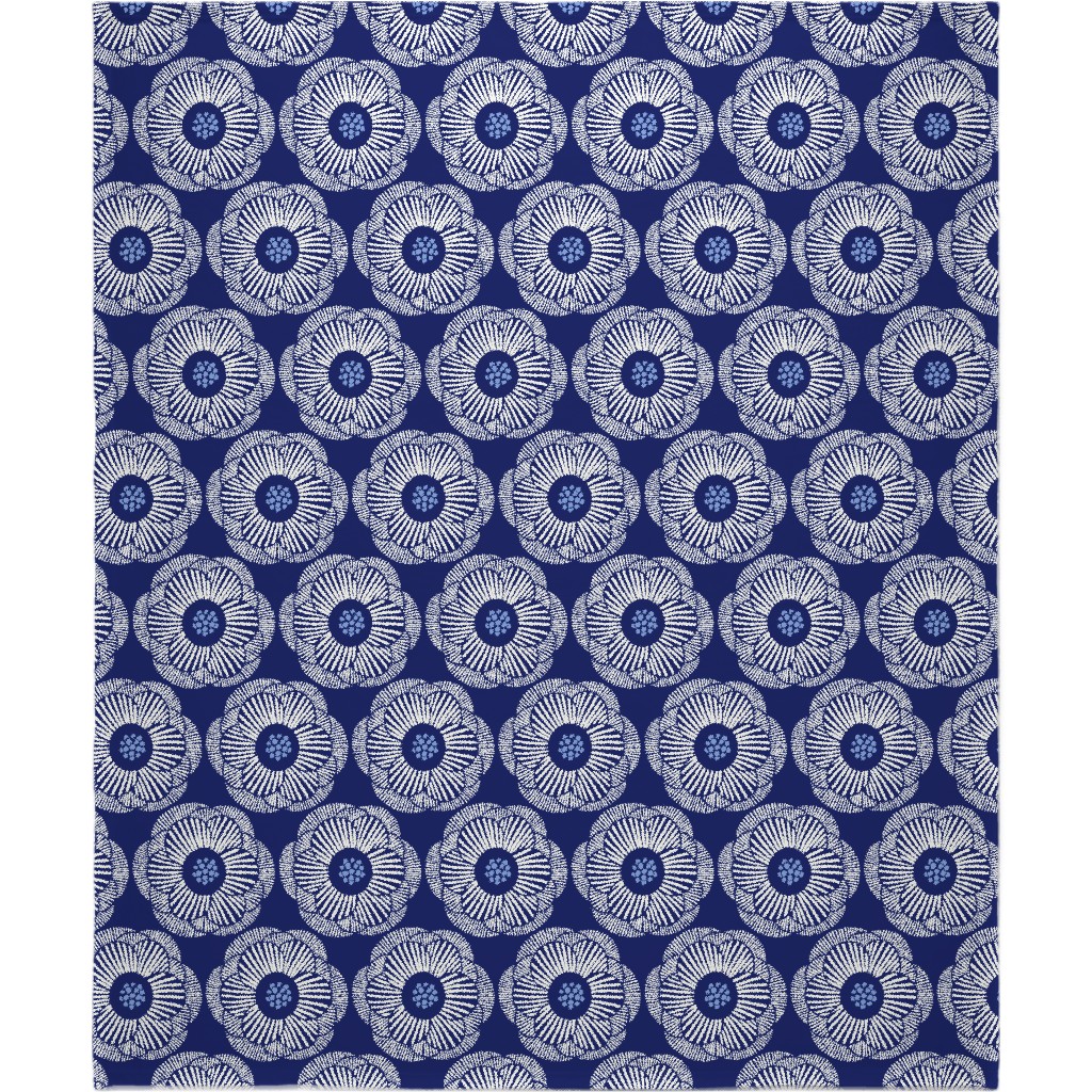 Camellia - Dark Blue Blanket, Fleece, 50x60, Blue