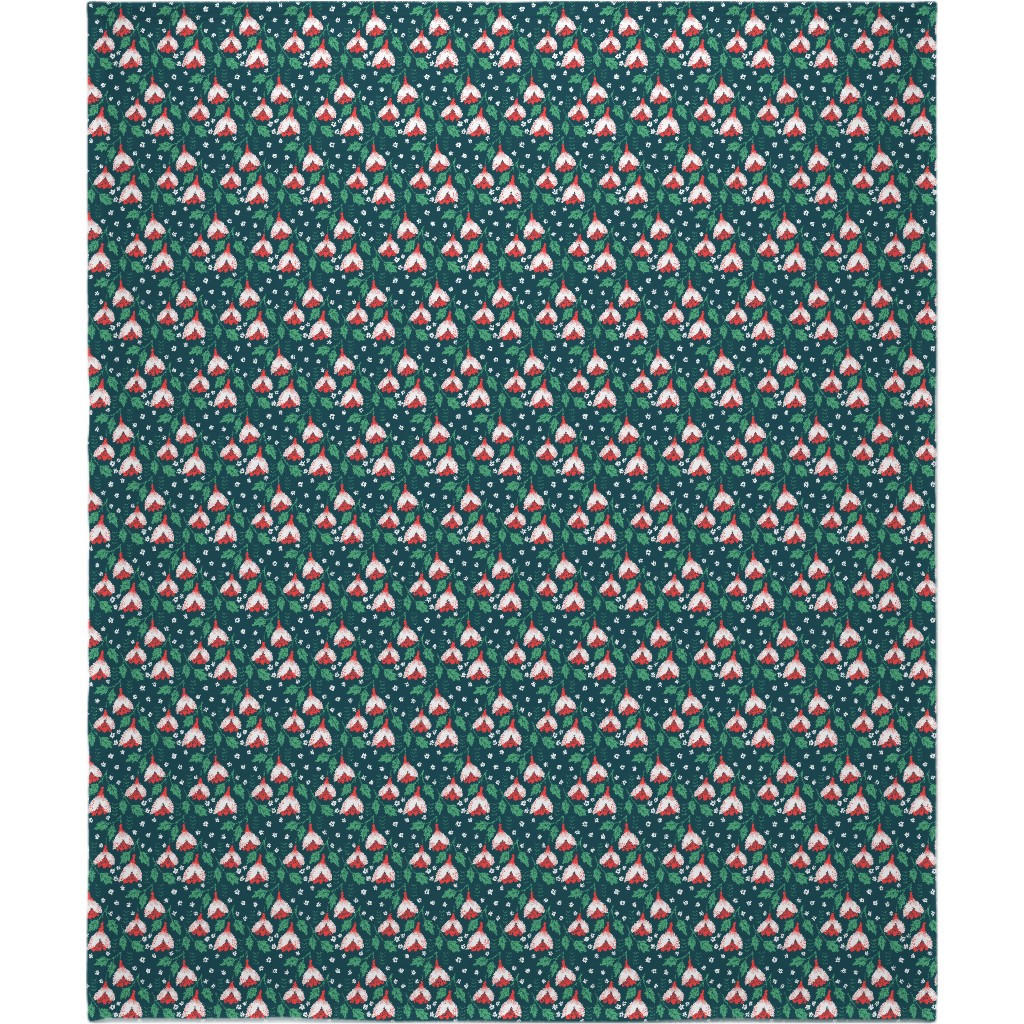 Christmas Flowers Blanket, Fleece, 50x60, Green, Classic Green