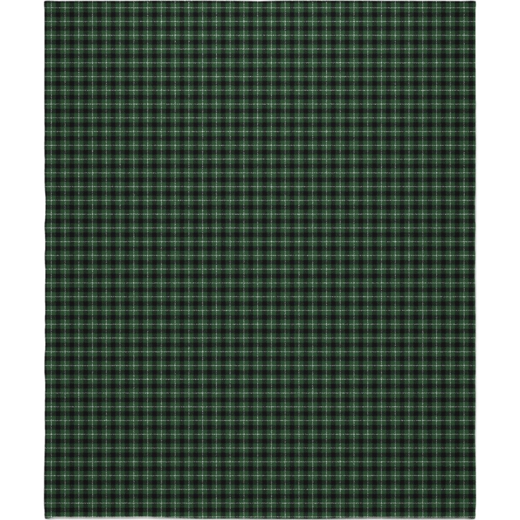 Green & Black Plaid Blanket, Fleece, 50x60, Green, Classic Green