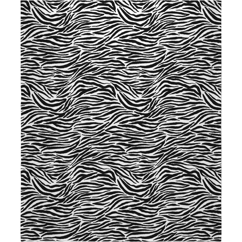 Zebra Print - Black and White Blanket, Fleece, 50x60, Black
