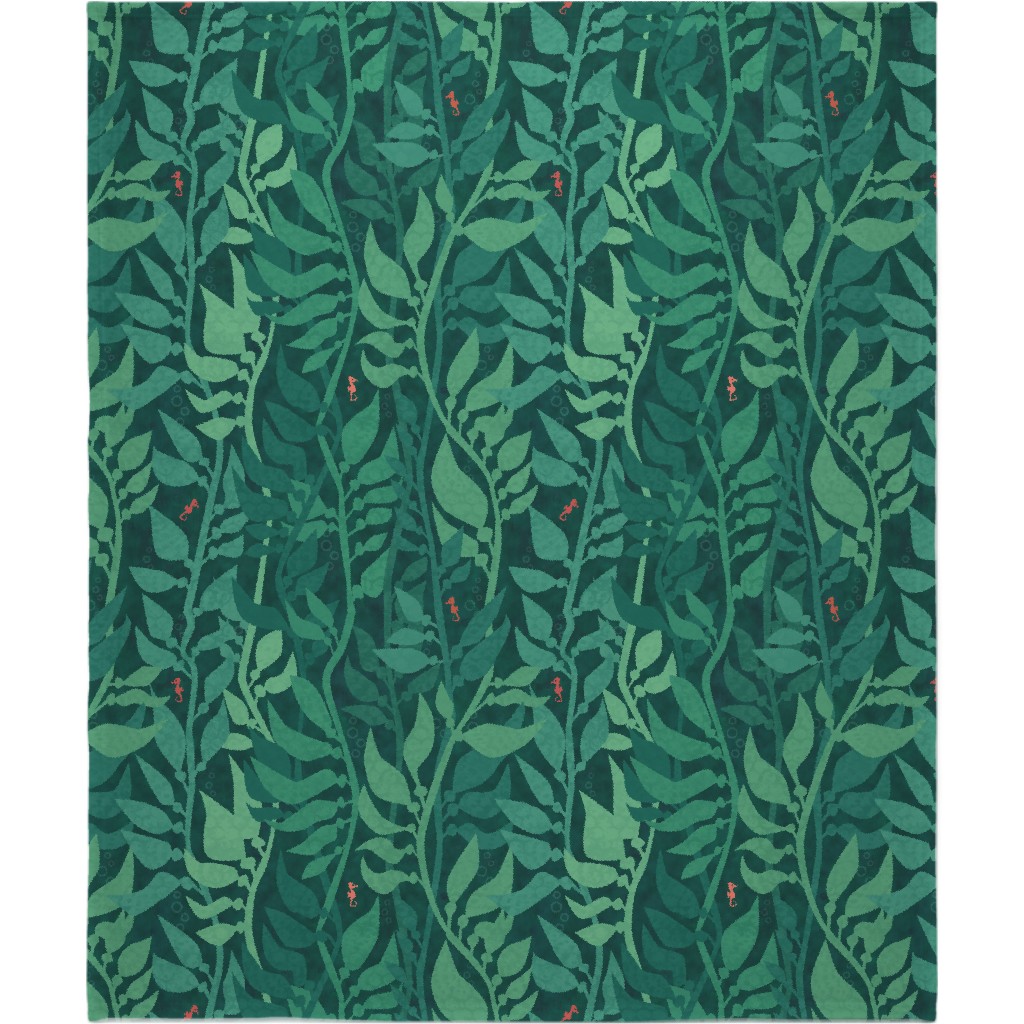 Mermaid Wonderland Kelp - Green Blanket, Fleece, 50x60, Green