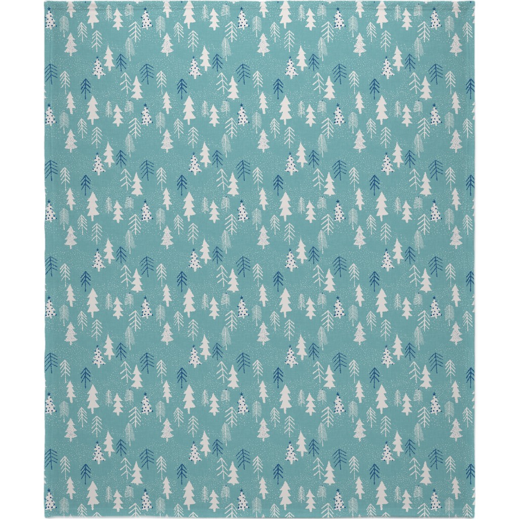 Evergreen Forest Blanket, Fleece, 50x60, Blue, Sea