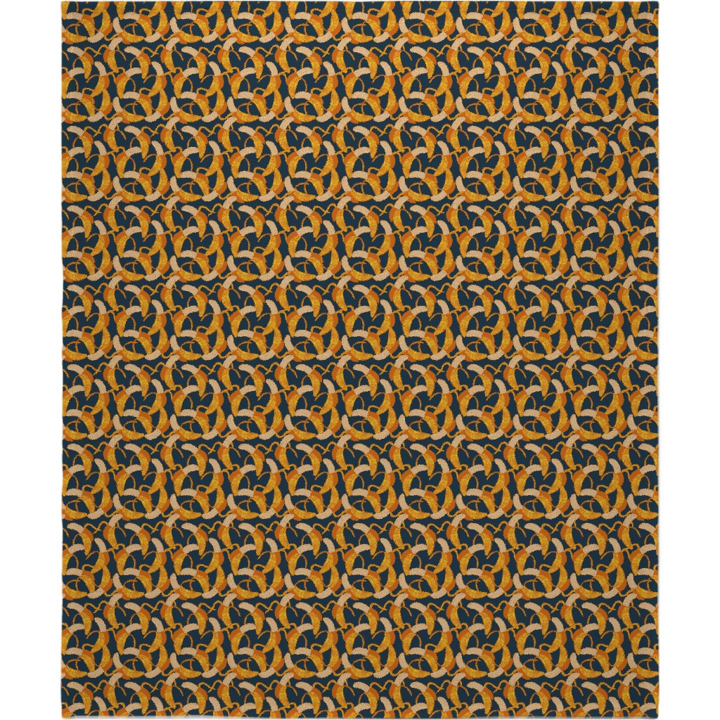 Peeled Banana - Yellow on Navy Blanket, Fleece, 50x60, Yellow