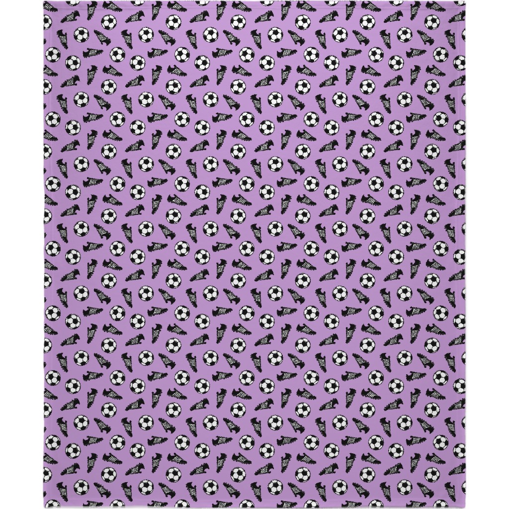 Soccer Balls and Cleats Blanket, Fleece, 50x60, Purple