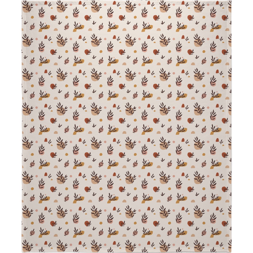 Abstraction and Tropical Leaves - Light Blanket, Fleece, 50x60, Beige, Pearl