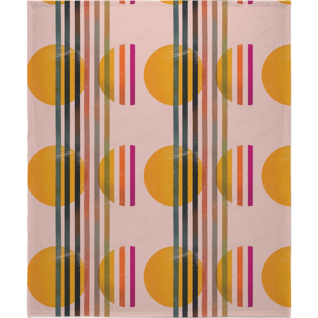 Abstract Cali Sunset - Multi on Pink Blanket, Fleece, 50x60, Multicolor