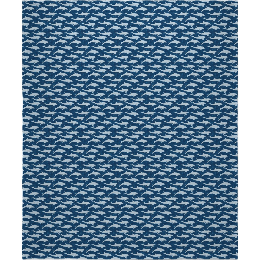 Dolphins Blanket, Fleece, 50x60, Blue, Navy