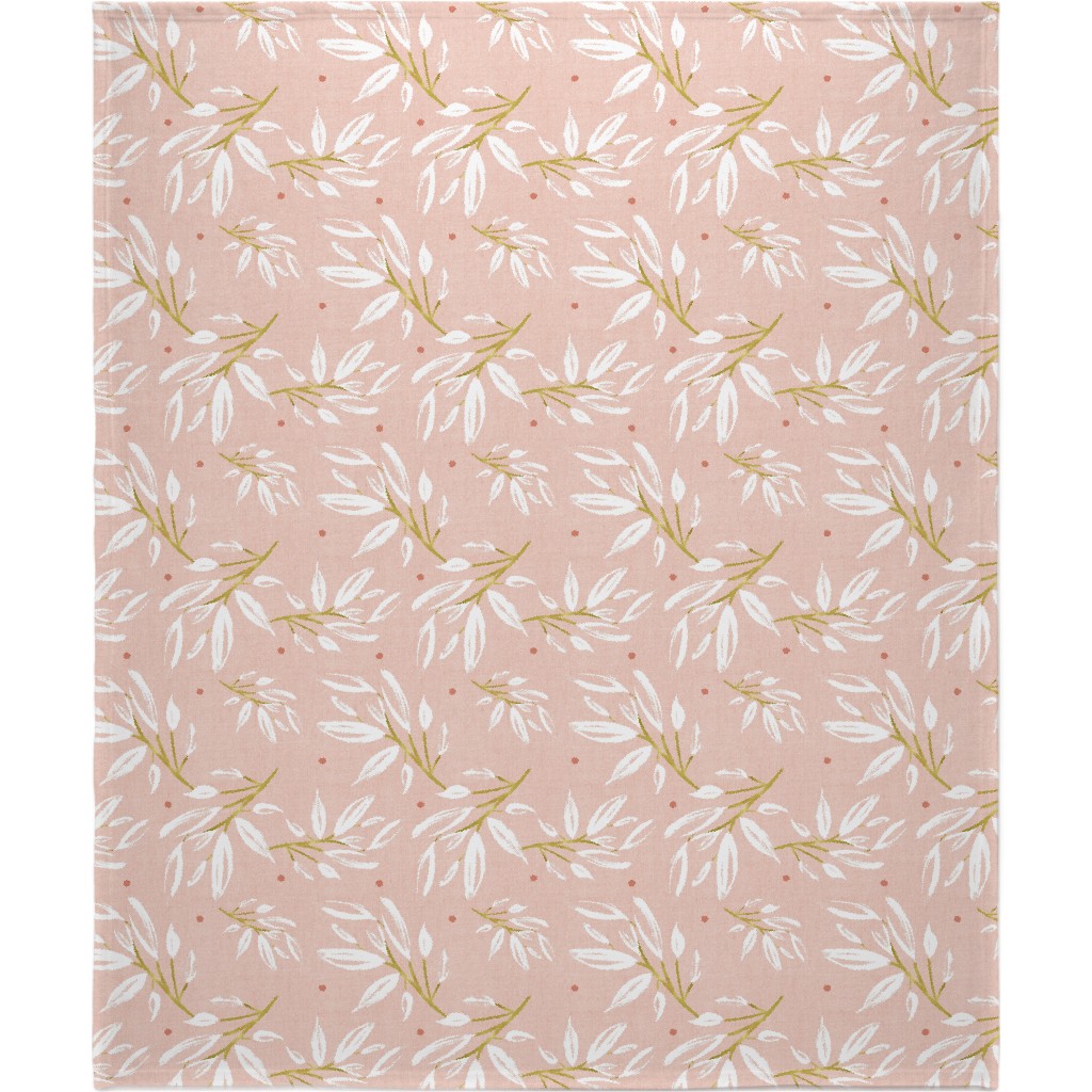 Zen - Gilded Leaves - Blush Pink Large Blanket, Fleece, 50x60, Pink