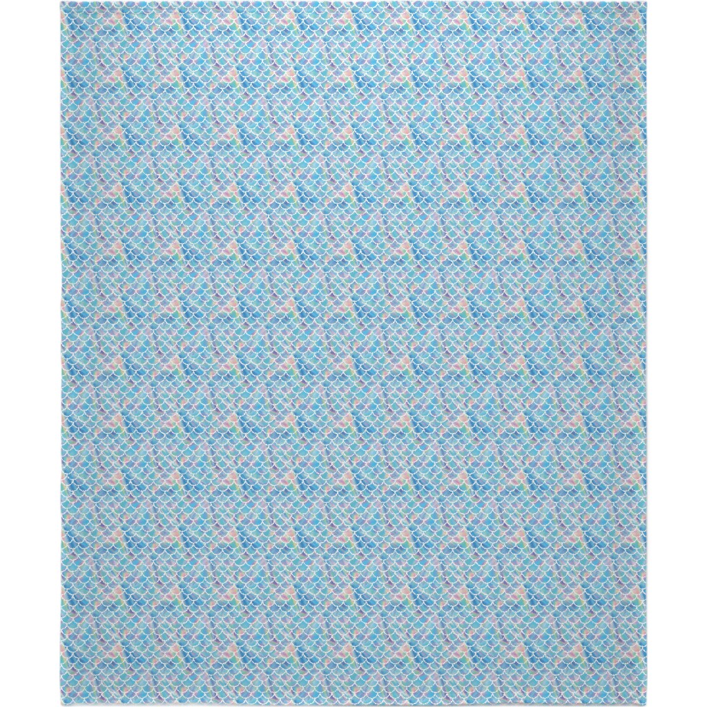 Mermaid Scales - Blue Blanket, Fleece, 50x60, Blue