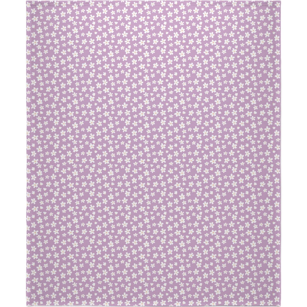 Daisy Garden Floral - Purple Blanket, Plush Fleece, 50x60, Purple